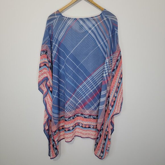 Catherines One Size Multicolor Kaftan Kimono Southwestern Boho Lightweight Geo - Picture 4 of 9